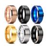 6 Colors Simple 8mm Men Tungsten Carbid Ring Gold Blue Black Matte Finish Beveled Polished Edge Engagement Ring Men Wedding Band,Mens Tungsten Ring Wedding Band (Color : ZXCW 2, Size : 6) view 2