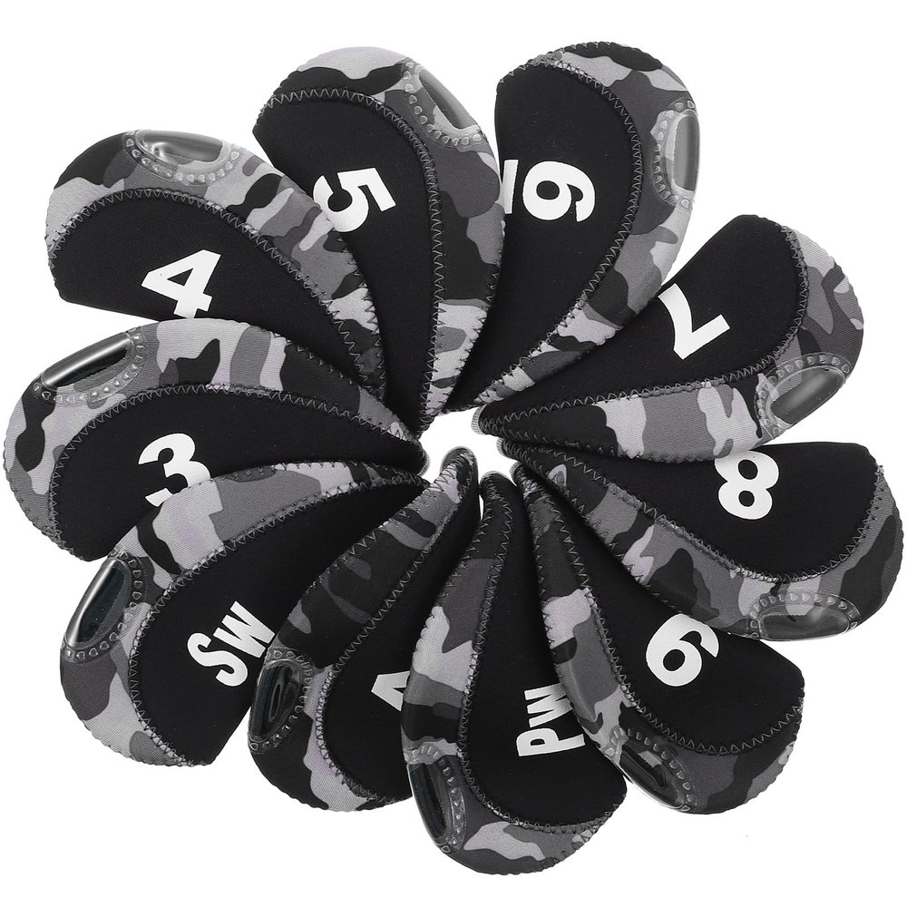 10Pcs Camouflage Golf Iron Covers Neoprene Club with Identification Number