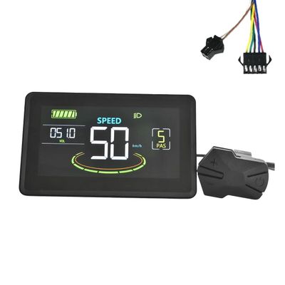 Luejnbogty H6C Electric Bike LCD Display Meter 24V-60V E Scooter LCD Panel Color Screen with USB UART for Electric Bike Accessories (SM 5+2PIN), black