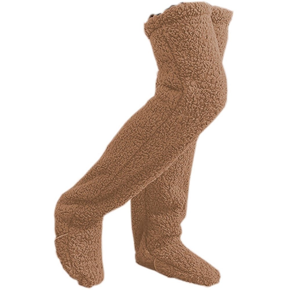 Chlemeter Cozy Paws Thigh High Fuzzy Socks - Plush Teddy Bear Non-Slip Warm for Women & Men, Sleeping Lounge Winter