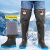 VesFy Hip Waders Lightweight Fishing Hip Wader for Men, PVC Warm Hip Boots with Cleated Outsole, No Leaks Water (Color : Black, Size : 9.5) view 2