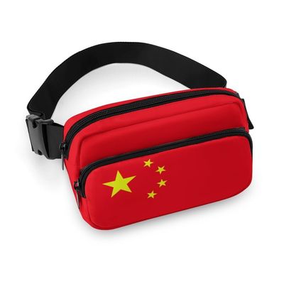 Chinese Flag Unisex Mini Belt Bag with Adjustable Strap Small Fanny Pack Crossbody Chest Bag