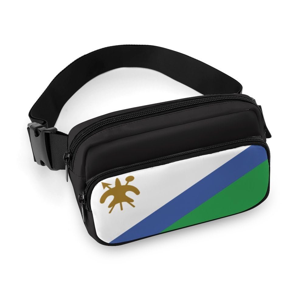 Lesotho Flag Unisex Mini Belt Bag with Adjustable Strap Small Fanny Pack Crossbody Chest Bag