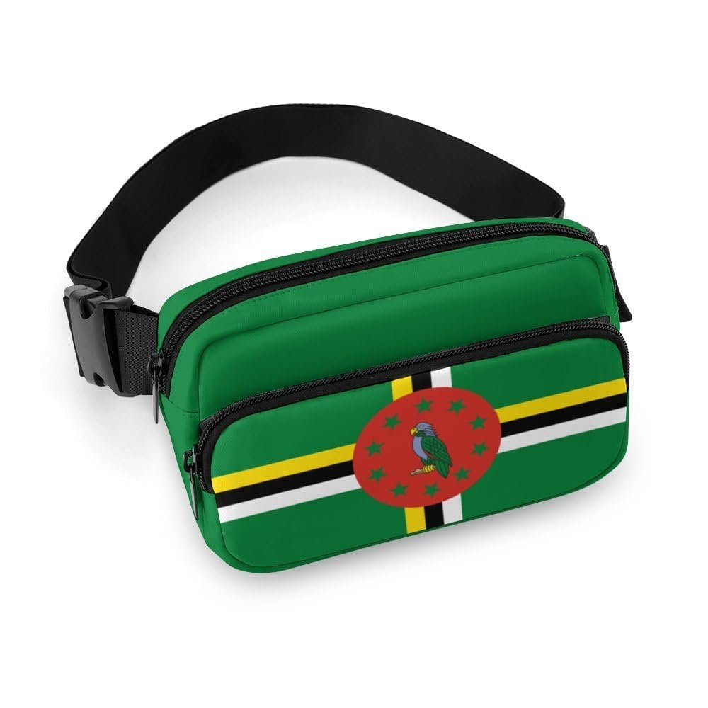 Dominica Flag Unisex Mini Belt Bag with Adjustable Strap Small Fanny Pack Crossbody Chest Bag