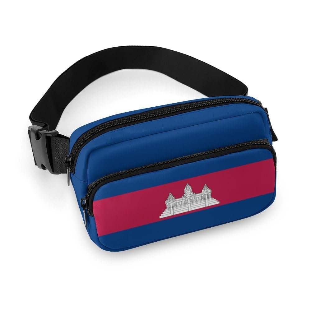 Cambodia Flag Unisex Mini Belt Bag with Adjustable Strap Small Fanny Pack Crossbody Chest Bag