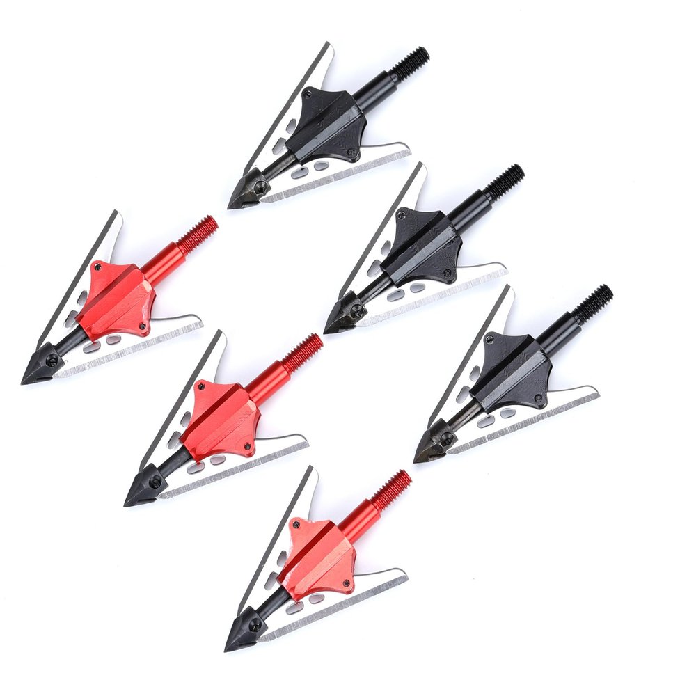 KTGCOZS Pack of 6 Replacement New Hunting Broadheads 100Gr 2 Spring Slide Retractable Blade Tips