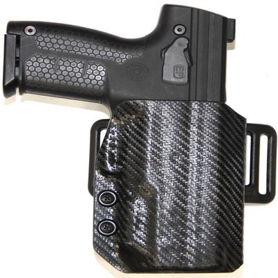 REVKEL Custom Kydex Molded OWB 2 Slot Belt Slide Holster for Byrna EP/HD/SD/HDXL/SDXL/LE Gun. Black Carbon Fiber. Hand Crafted with Pride in Texas, USA (Byrna EP, Right Hand Draw)