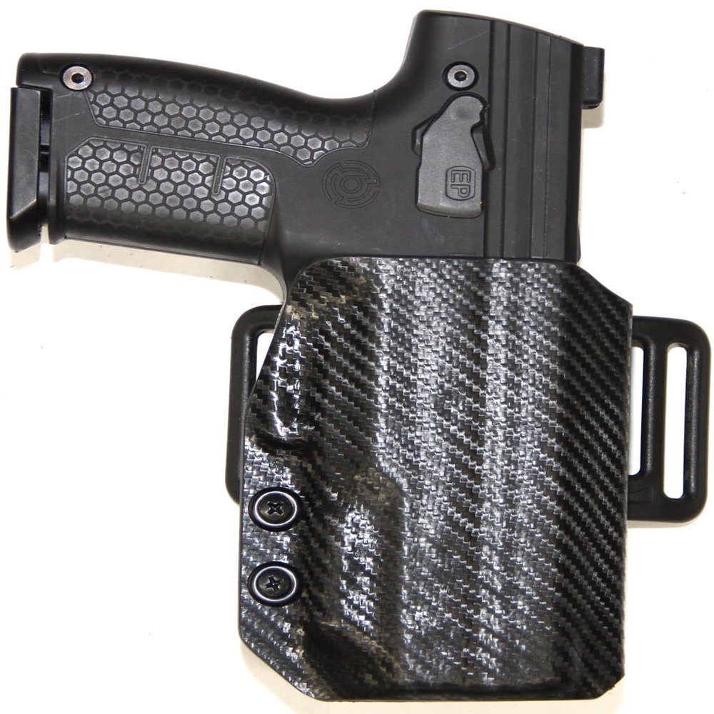 REVKEL Custom Kydex Molded OWB 2 Slot Belt Slide Holster for Byrna EP/HD/SD/HDXL/SDXL/LE Gun. Black Carbon Fiber. Hand Crafted with Pride in Texas, USA (Byrna EP, Right Hand Draw)