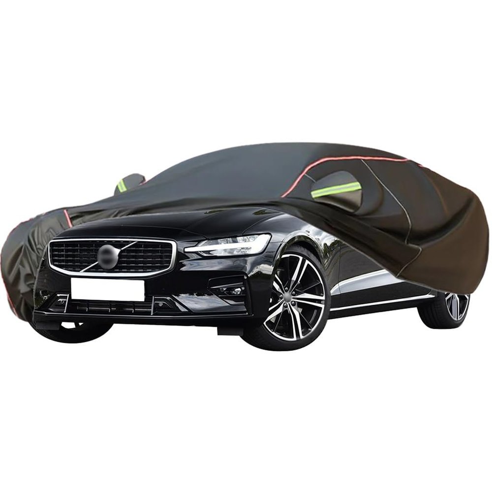 WOLWES Car Covers are Suitable for Volvo S60 2002-2024 All-Weather Windproof, Snowproof, Rainproof, UV-Protected and Breathable All-Season Universal with Side Door Zip Oxford Cloth Car Covers (Color