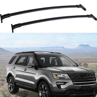JINJIANCENG 2pcs Roof Rack Mount Top Rail Crossbar Luggage Carrier Set Aluminum Polished for Ford for Explorer 2016-2019 Black H164-5815