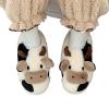 Soft and adorable cow cotton slippers warm full heel wrap home slippers view 4