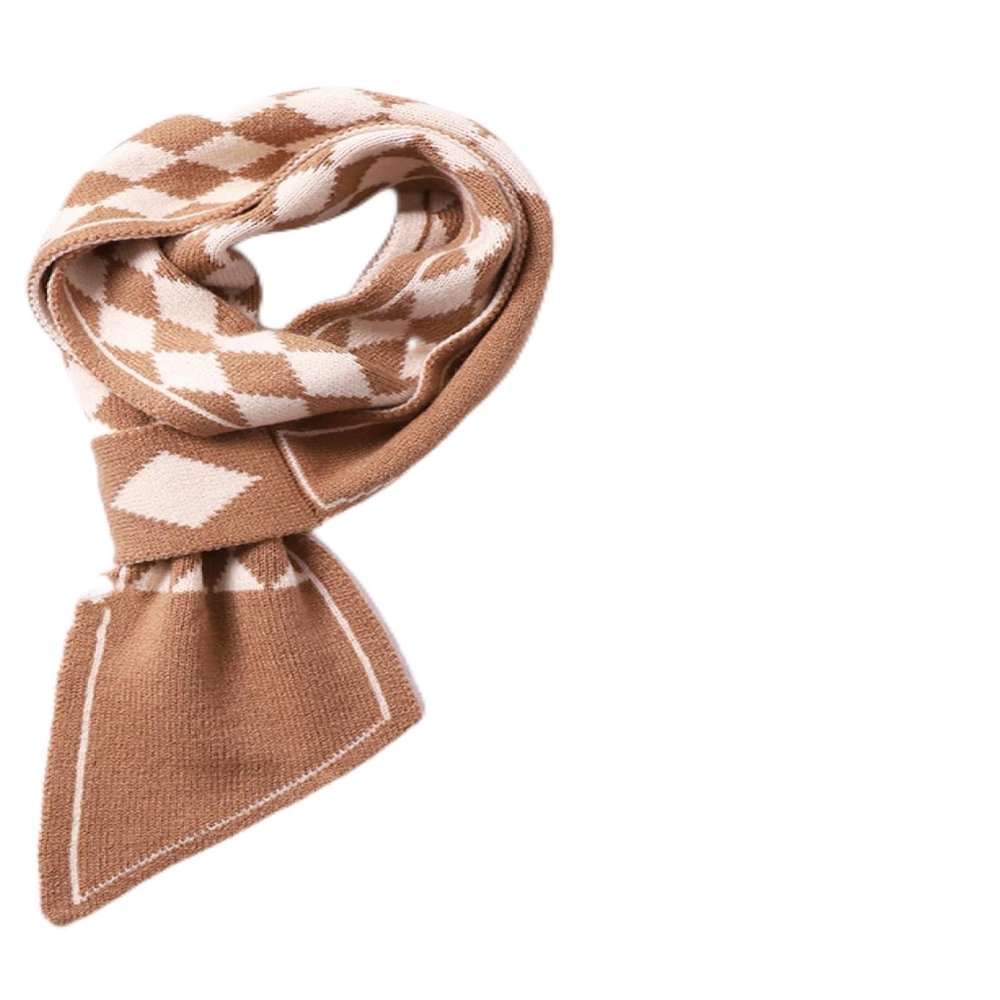 celwa Houndstooth small strip knitted scarf ZC2313 - Khaki