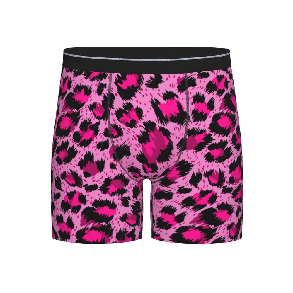 ACTYDER Cheetah Leopard Print Men's Boxer Briefs, Mens Trunks Underwear Wicking-Breathable Underpants Medium Black