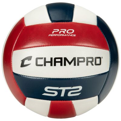 Champro ST2 Indoor/Outdoor Volleyball, Scarlet, White, Royal