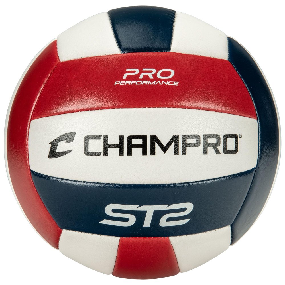 Champro ST2 Indoor/Outdoor Volleyball, Scarlet, White, Royal