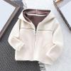 AMIMOJY Christmas Clearance Toddler Kids Baby Outwear Long Sleeve Round Neck Solid Color Jacket Zipper Hooded Windproof Long Prime Member Deals, 18-24 Months, Beige view 2