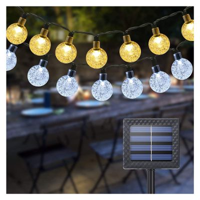 Solar Garden Lights Outdoor, 50 LED Solar String Lights Waterproof, Solar Powered Crystal Ball Indoor/Outdoor Fairy Lights Decorative Lights for Garden, Patio, Yard, Festival, Parties (White) ( Color