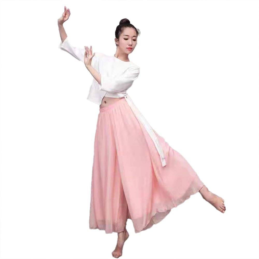 Chifon Women's Wide Leg Pavanna Pants for Yoga, Chinese Traditional or Chinese Classice Dance/Modern Dance Practice/Performance -Light Pink 21954-NF