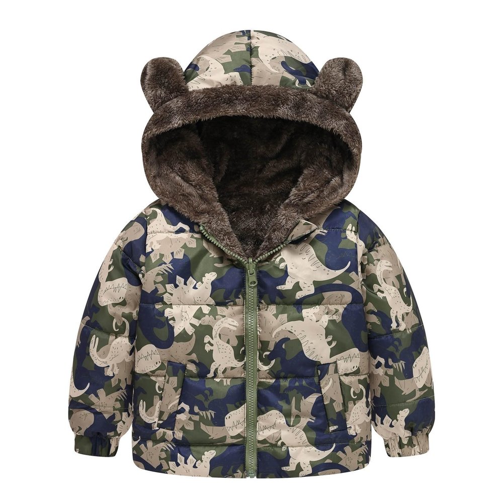 AMIMOJY Christmas Sales Clearance Today Toddler Kids Baby Winter Warm Jacket Outerwear Floral Hooded Zipper Padded Outwear for Girls Sale Outlet
