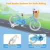 BABY JOY Kids Bike, 16 Inch Kids Bicycles for 4-7 Years Old Children with Training Wheels, Adjustable Height, Handbrake & Coaster Brake, Boys Girls Bike (Blue) view 3