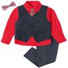 Dark Grey Suit for Kids Boys Toddler Vest and Pants Set Size 7 Little Boy Formal Dresswear for Wedding Christmas School Uniforms with Red Dress Shirt and Tie view 1