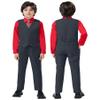 Dark Grey Suit for Kids Boys Toddler Vest and Pants Set Size 7 Little Boy Formal Dresswear for Wedding Christmas School Uniforms with Red Dress Shirt and Tie view 2