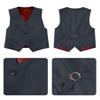 Dark Grey Suit for Kids Boys Toddler Vest and Pants Set Size 7 Little Boy Formal Dresswear for Wedding Christmas School Uniforms with Red Dress Shirt and Tie view 4