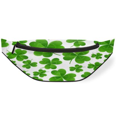 Fanny Pack for Women Men Waist Pack St. Patrick's day Green Clover Leaves Crossbody Bag with Adjustable Straps for Hiking Running Walking Travel Cycling