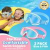 Vvinca Kids Goggles with Comfort Fabric Strap, Kids Swim Goggles Wide View Anti-Fog/UV No Leaking Swimming Goggles for 3-14 view 2