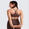 CRZ YOGA Girls Butterluxe Y Back Sports Bra - Yoga Athletic Casual Tops Scoop Neck Spaghetti Strap Padded Crop Kids Teen Taupe Medium view 2