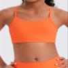 CRZ YOGA Girls Butterluxe Y Back Sports Bra - Yoga Athletic Casual Tops Scoop Neck Spaghetti Strap Padded Crop Kids Teen Neon Orange Large view 2