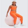 CRZ YOGA Girls Butterluxe Y Back Sports Bra - Yoga Athletic Casual Tops Scoop Neck Spaghetti Strap Padded Crop Kids Teen Neon Orange Large view 3