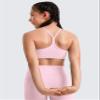 CRZ YOGA Girls Butterluxe Y Back Sports Bra - Yoga Athletic Casual Tops Scoop Neck Spaghetti Strap Padded Crop Kids Teen Pink Peony Large view 2