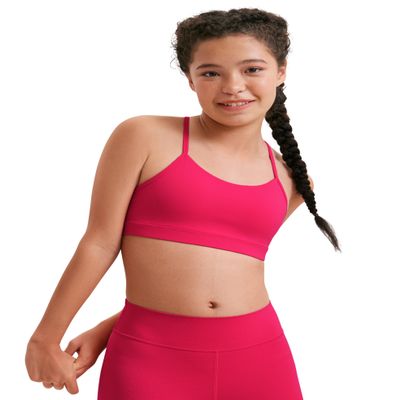 CRZ YOGA Girls Butterluxe Y Back Sports Bra Viva Magenta Large