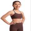 CRZ YOGA Girls Butterluxe Y Back Sports Bra - Yoga Athletic Casual Tops Scoop Neck Spaghetti Strap Padded Crop Kids Teen Taupe Small view 1