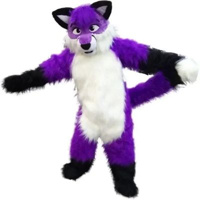 PROPSCOS Husky Fox Dog Wolf Fur Mascot Costume Halloween Christmas Fancy Party (XL,Purple)