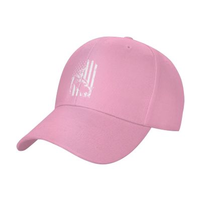 Bull Riding American Flag Baseball Cap Men - Classic Dad Hat Adjustable Plain Hat Pink