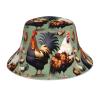 MYGANN Rooster and Chicken Unisex Double-Sided Hat with Reflective Strips for Outdoor Activities Camping Beach Fishing Clothing Black view 1