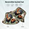 MYGANN Rooster and Chicken Unisex Double-Sided Hat with Reflective Strips for Outdoor Activities Camping Beach Fishing Clothing Black view 2