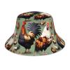 MYGANN Rooster and Chicken Unisex Double-Sided Hat with Reflective Strips for Outdoor Activities Camping Beach Fishing Clothing Black view 3