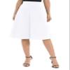 Urban CoCo Women's A-Line Elastic High Waist Flare Work Midi Knee Length Stretchy Skirt(L, White) view 1