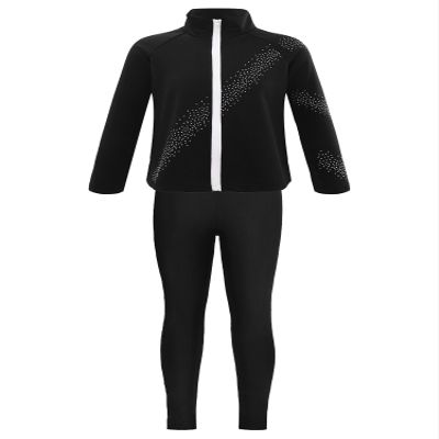 JEATHA Kids Ice Skating Training Costume Sports Athletic Tracksuit Long Sleeve Rhinestone Jacket with Pants Set Black B 6 Years