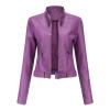 XUNRYAN 2024 Girls Faux-Leather Jacket Slim Fit Stand Collar Long Sleeve Fall Fashion Winter Moto Bomber Aviator Coat Outerwear view 1