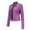 XUNRYAN 2024 Girls Faux-Leather Jacket Slim Fit Stand Collar Long Sleeve Fall Fashion Winter Moto Bomber Aviator Coat Outerwear view 2
