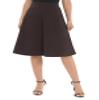 Urban CoCo Women's A-Line Elastic High Waist Flare Work Midi Knee Length Stretchy Skirt(L, Brown) view 1