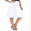 Urban CoCo Women's A-Line Elastic High Waist Flare Work Midi Knee Length Stretchy Skirt(S, White) view 2