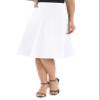 Urban CoCo Women's A-Line Elastic High Waist Flare Work Midi Knee Length Stretchy Skirt(S, White) view 3