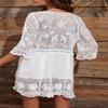 Eomenie Women's Contrast Lace Bathing Suit Cover Up V-Neck Swimsuit Coverups Loose Swimwear Beach Dress Beachwear White view 2