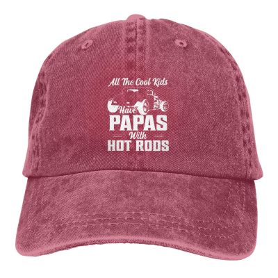 All The Cool Kids Have Papas with Hot Rods Ponytail Baseball Cap Vintage Denim Cowboy Hat Washed Trucker Hats