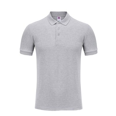 Bestgift Men's Short-Sleeved Cotton Polo Shirt with Lapel Collar Grey XL